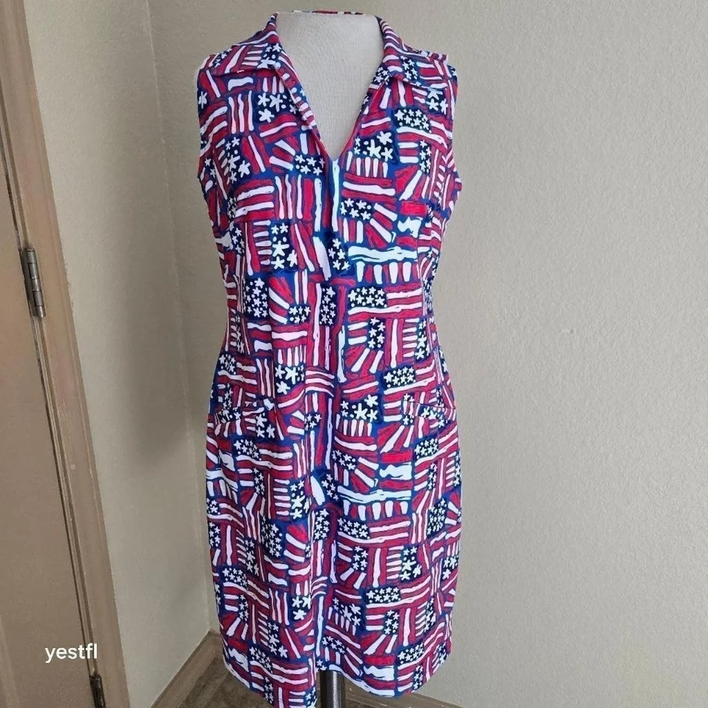 Katherine Way- St. Regis All-American Dress S, red, white and blue print - Picture 1 of 6